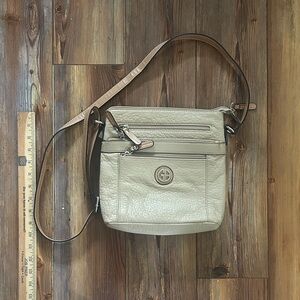 Giani Bernini Small Three Pocket Crossbody Oatmeal